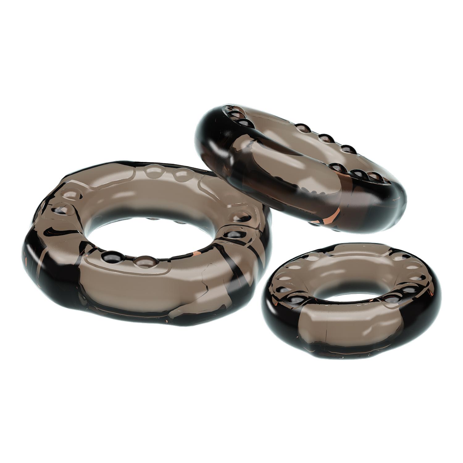 BAILE - Cock Ring, COMBO RING SET, 3 different size of Rings in one, TPR material 38,39,44