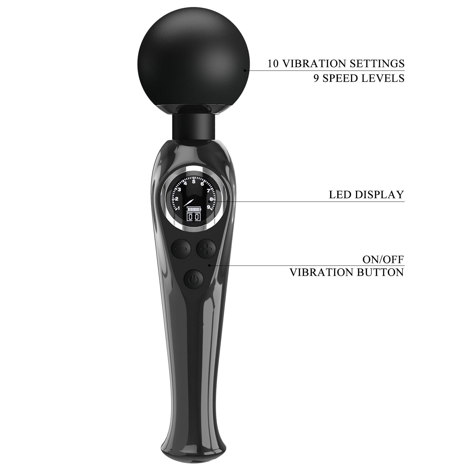 PRETTY LOVE - Stavros the Great LED Wand Massager 22,5 cm, Black PRETTY LOVE - Stavros the Great LED Wand Massager 22,5 cm, Black