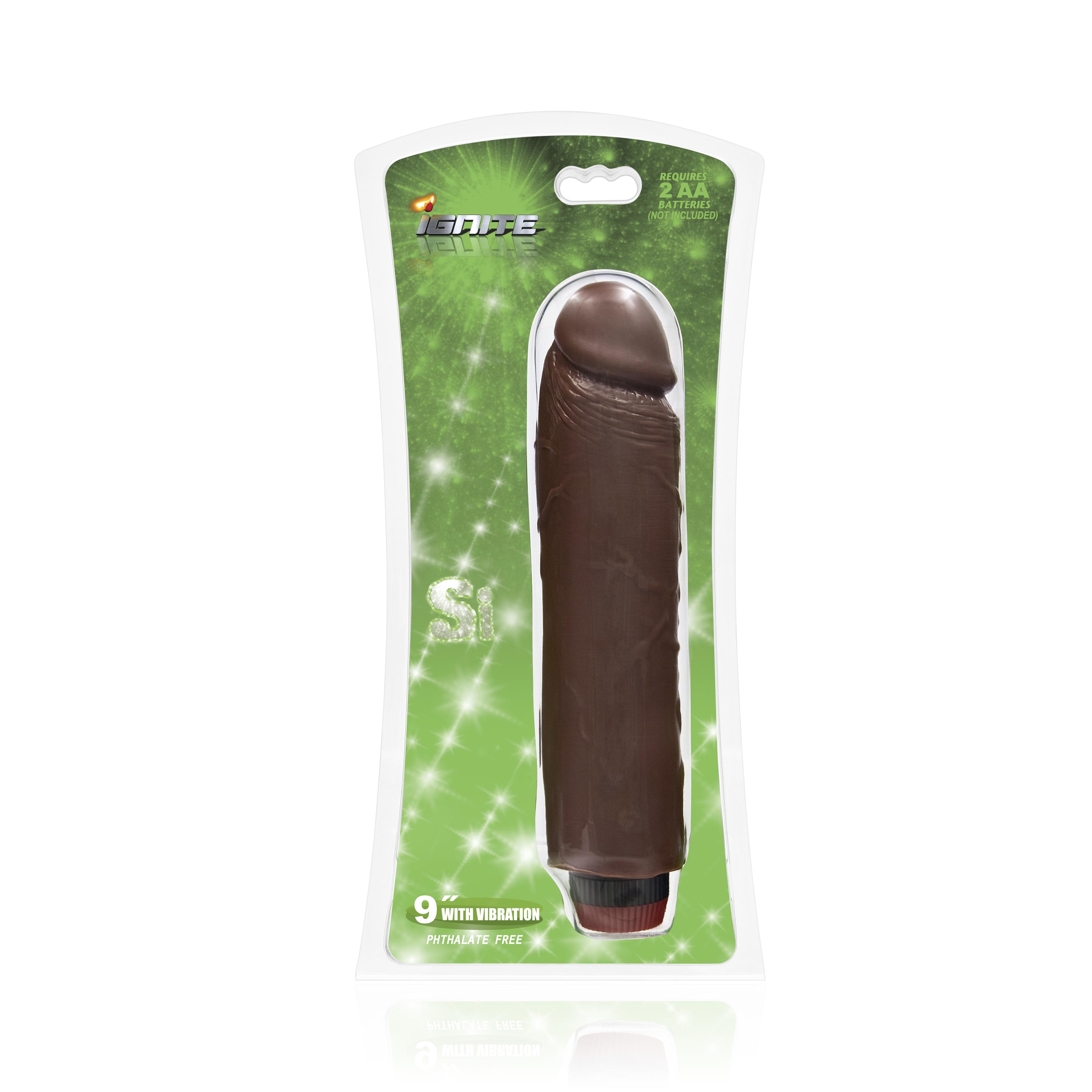 SI IGNITE Cock Dong with Vibration, Brown, 23 cm SI IGNITE Cock Dong with Vibration, Brown, 23 cm