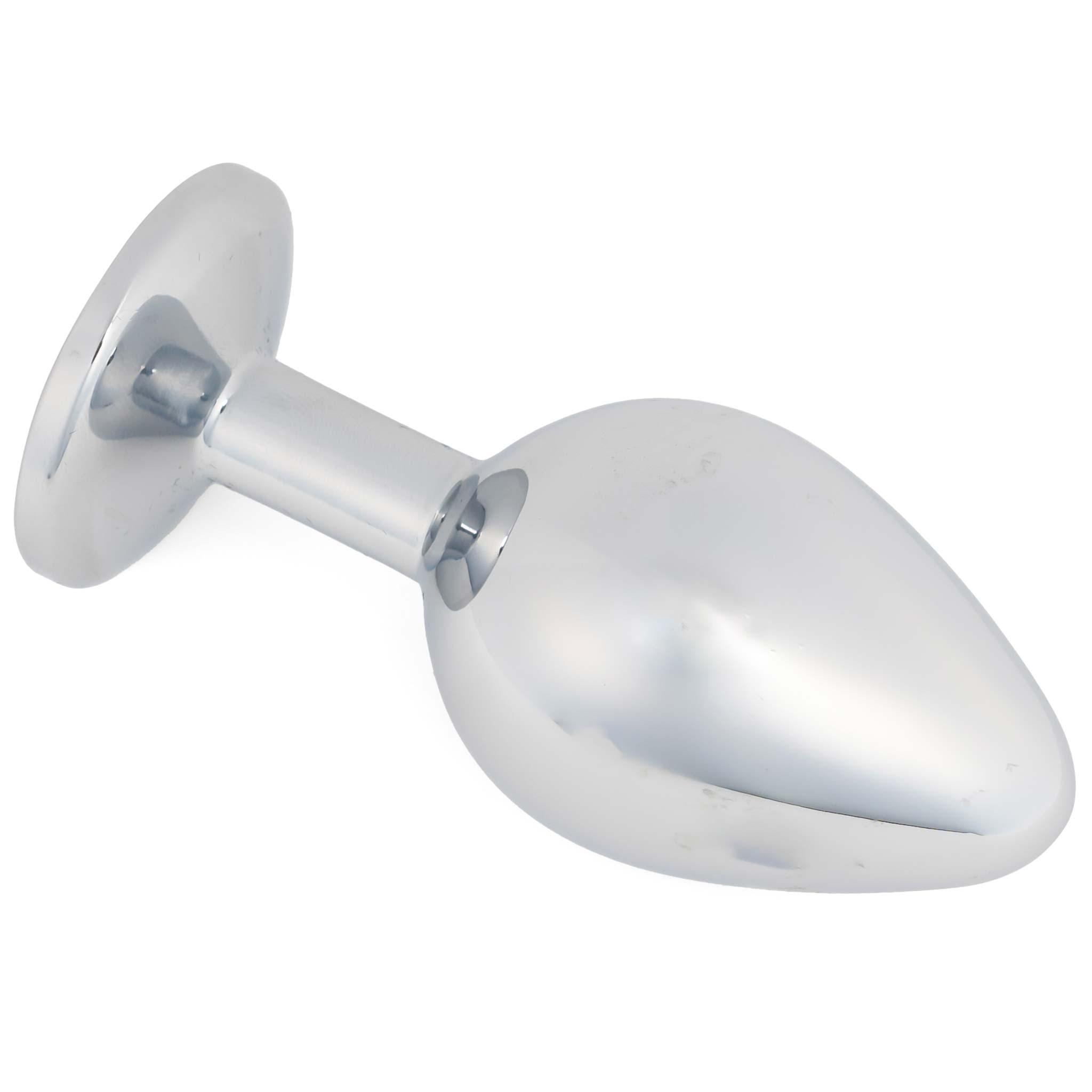 Anal Plug, Metal with White Stone, 5 cm