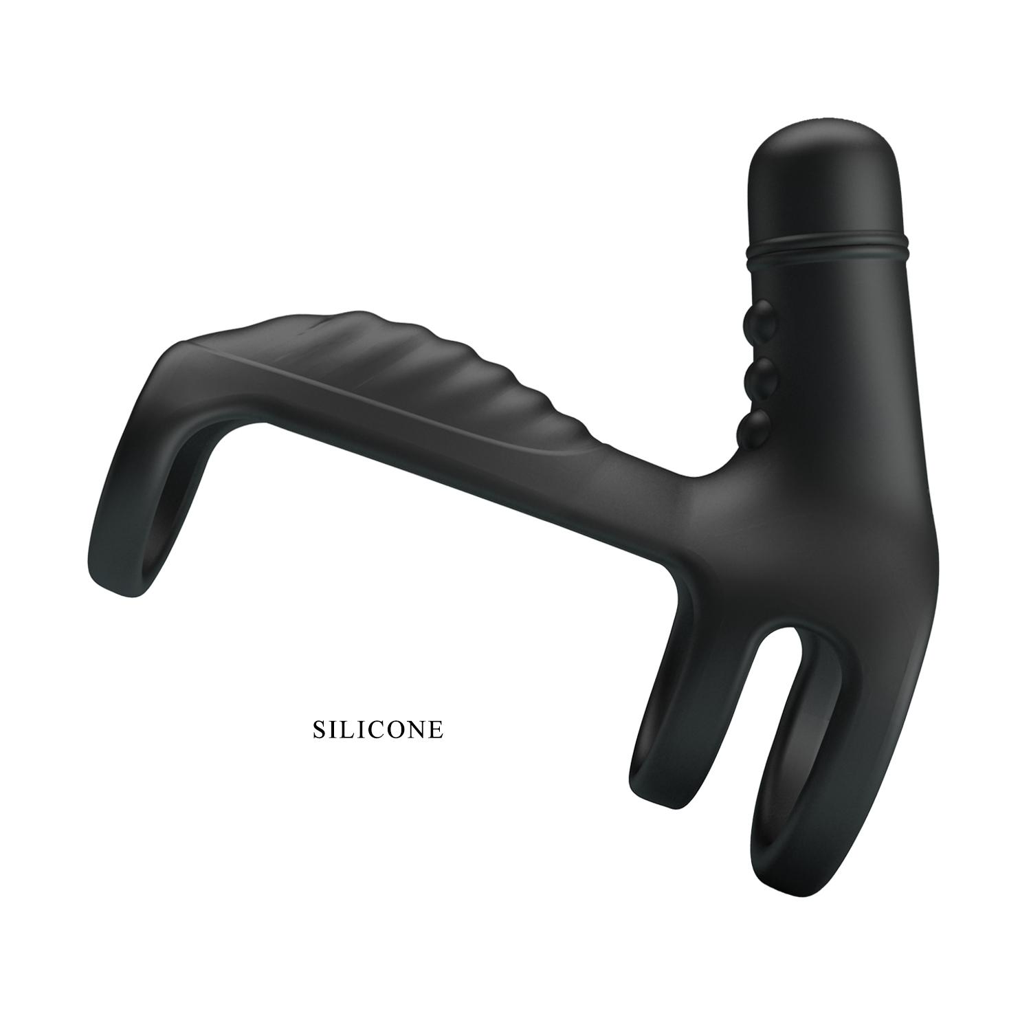 PRETTY LOVE - Vibrating Penis Sling, Silicone, 10 functions of vibration, 1AAA battery. 48*115*109