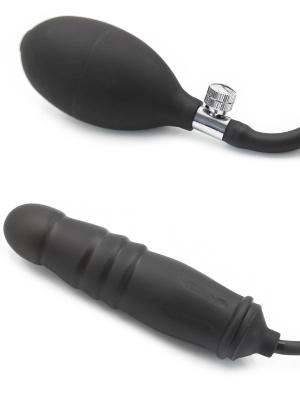 RudeRider Inflatable Dildo Plug Silicone Black