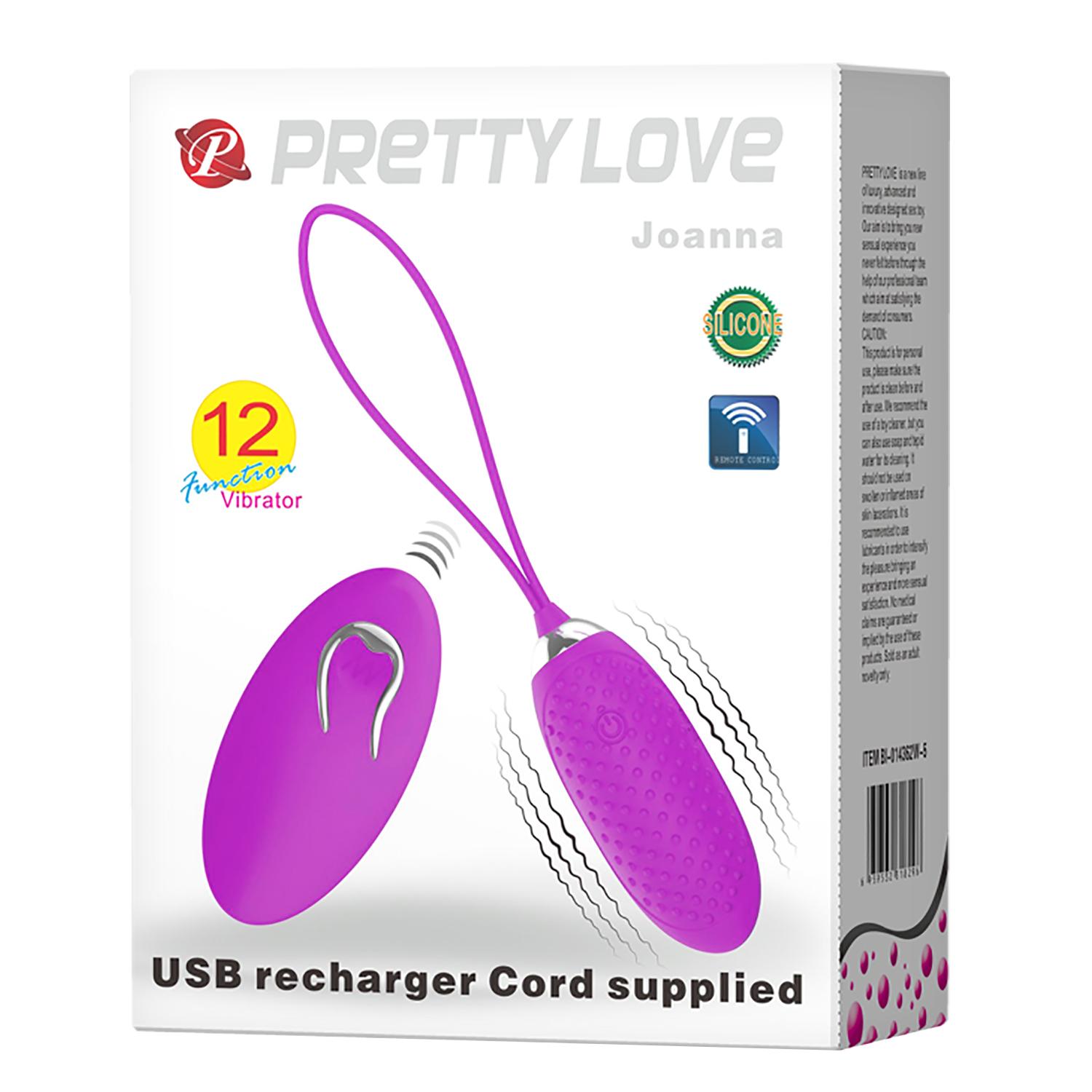 PRETTY LOVE - Joanna, Remote control, 12 functions of vibration, rechargeable stimulator with silicone cover, remote by 1 AAA battery operated L:71mm ':35mm PRETTY LOVE - Joanna, Remote control, 12 functions of vibration, rechargeable stimulator with silicone cover, remote by 1 AAA battery operated L:71mm ':35mm