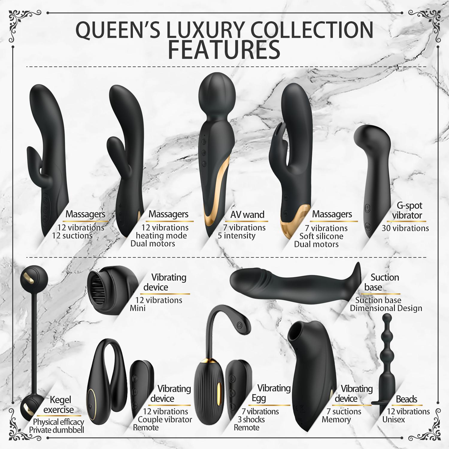 PRETTY LOVE - Queen Luxury Series, Luxury sets,  including 12 different toys with Golden accessories 