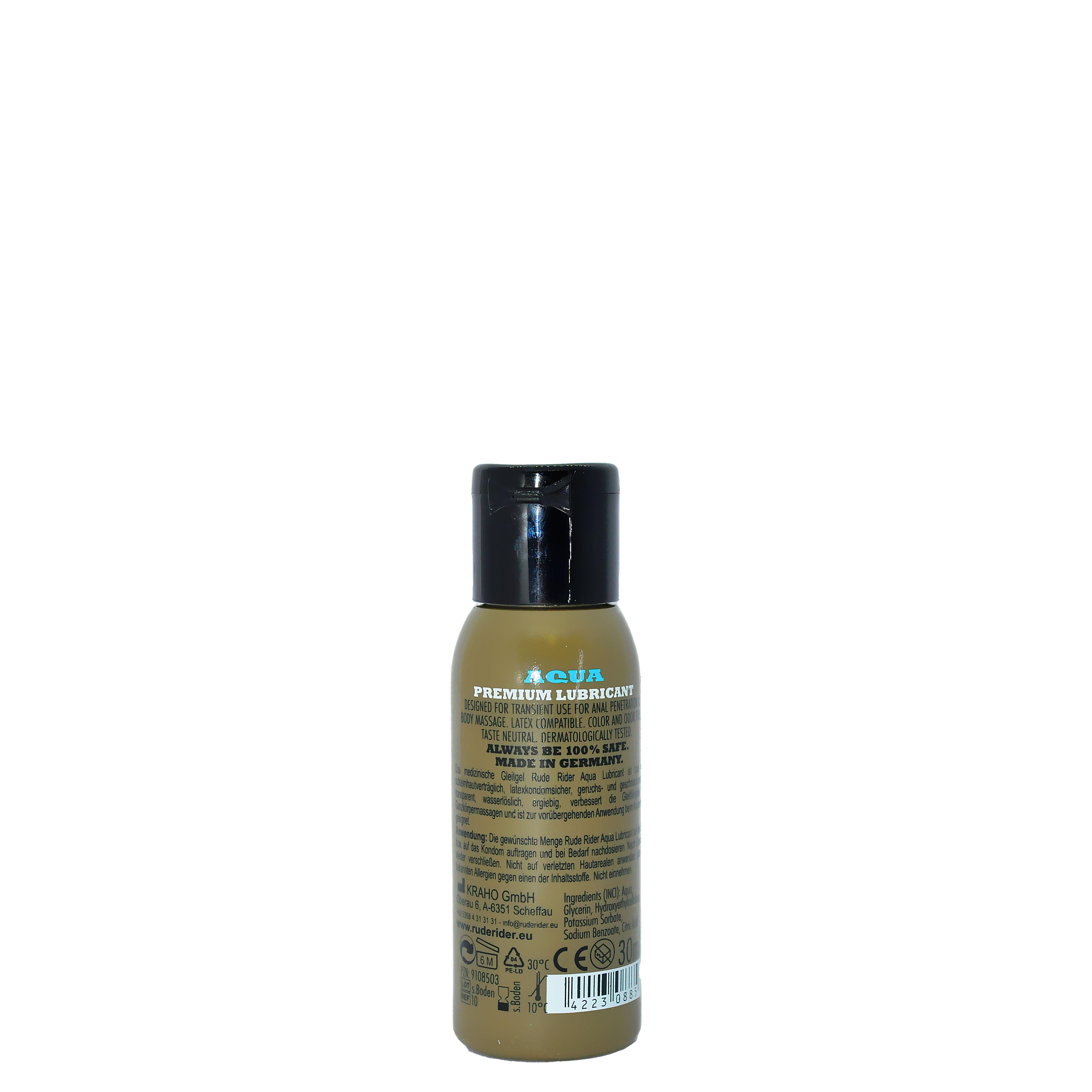 RudeRider Aqua Lubricant, Water Based, 30ml (1,0 fl.oz.) RudeRider Aqua Lubricant, Water Based, 30ml (1,0 fl.oz.)