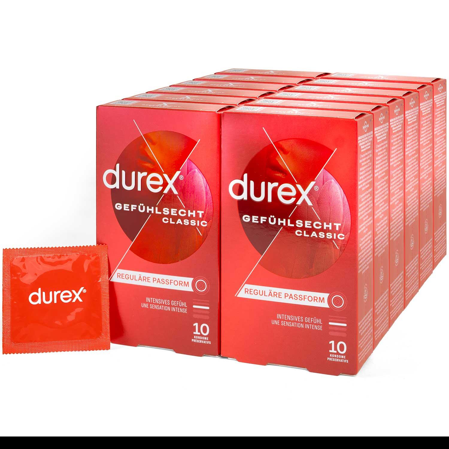 Durex Gefühlsecht Classic Condoms 10pcs, with Reservoir, Ø 56mm, 195mm Durex Gefühlsecht Classic Condoms 10pcs, with Reservoir, Ø 56mm, 195mm