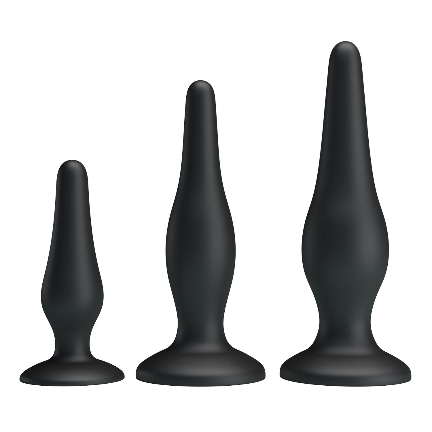PRETTY LOVE - Beginner'S Mini Anal Kit, Silicone Butt Plug, 3 different sizes in One,  for beginner ''25mm 
L'85mm
''28mm 
L'115mm
''35mm 
L'130mm
