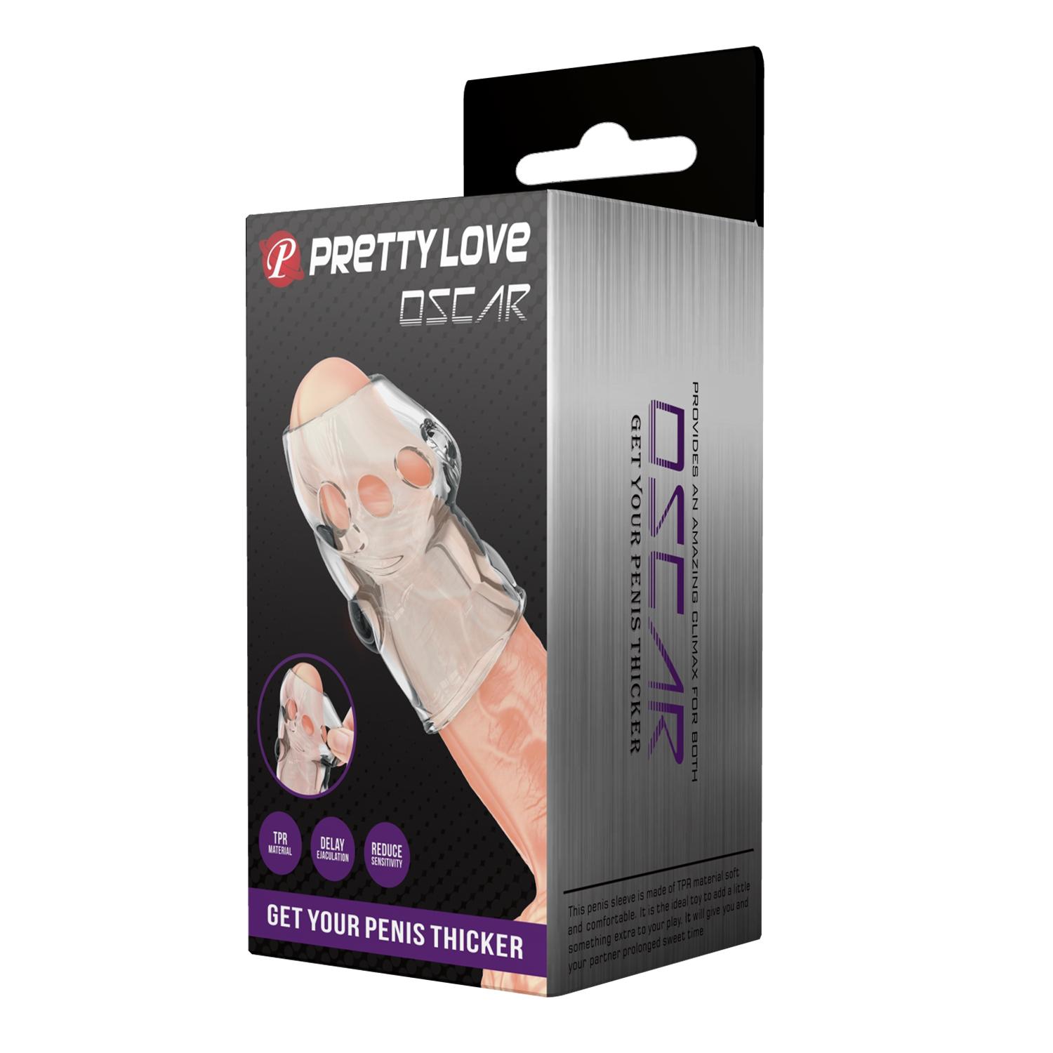 PRETTY LOVE - Oscar, TPR material, Penis sleeve. 36-64, Transparent