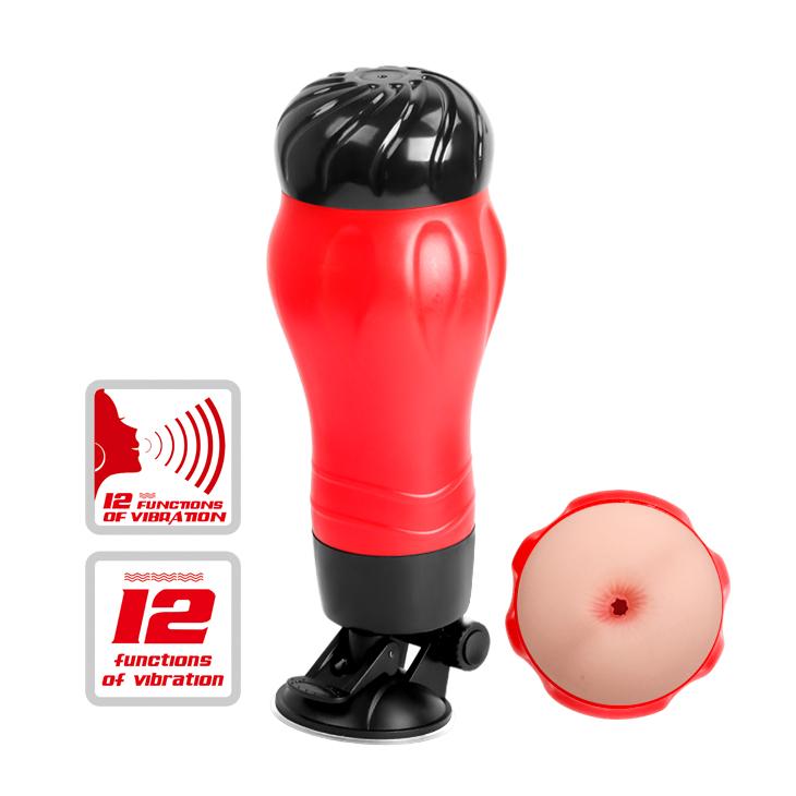 CRAZY BULL - Flora, Men's Stroker,  removable Soft TPR sleeve, voice,  12 function of vibration, super suction base adopted to multi-angle, 2 AAA Batteries ':100mm   L:283mm