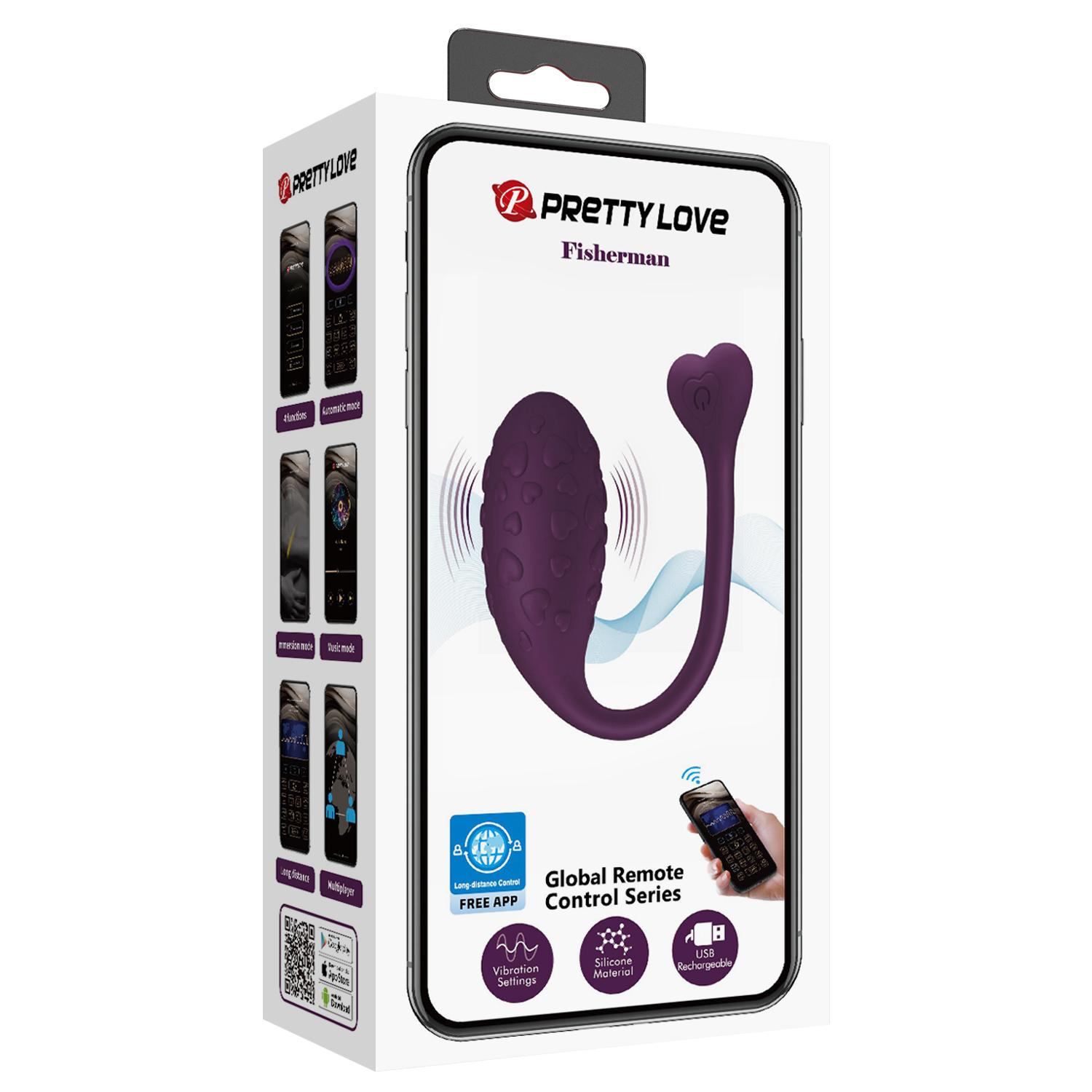 PRETTY LOVE - Fisherman, Fully Silicone, Mobile App Control, Bluetooth Connect, 12 Frequencies of Vibration Mode, Touch mode, Music mode, USB rechargeable. 32*189