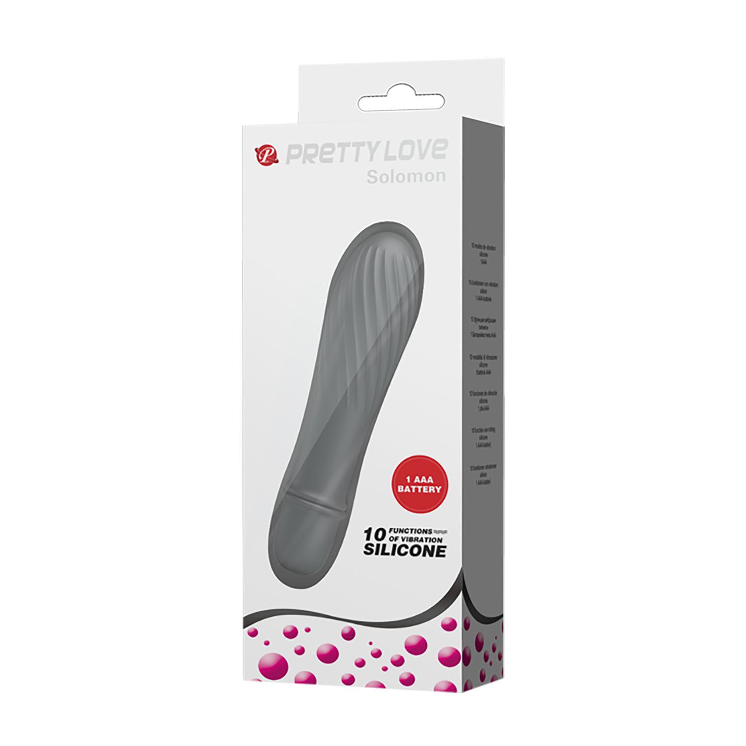 PRETTY LOVE - Solomon, 10 Functions of vibration, 1 AAA battery, silicone, waterproof L:145mm Ø:29mm Black