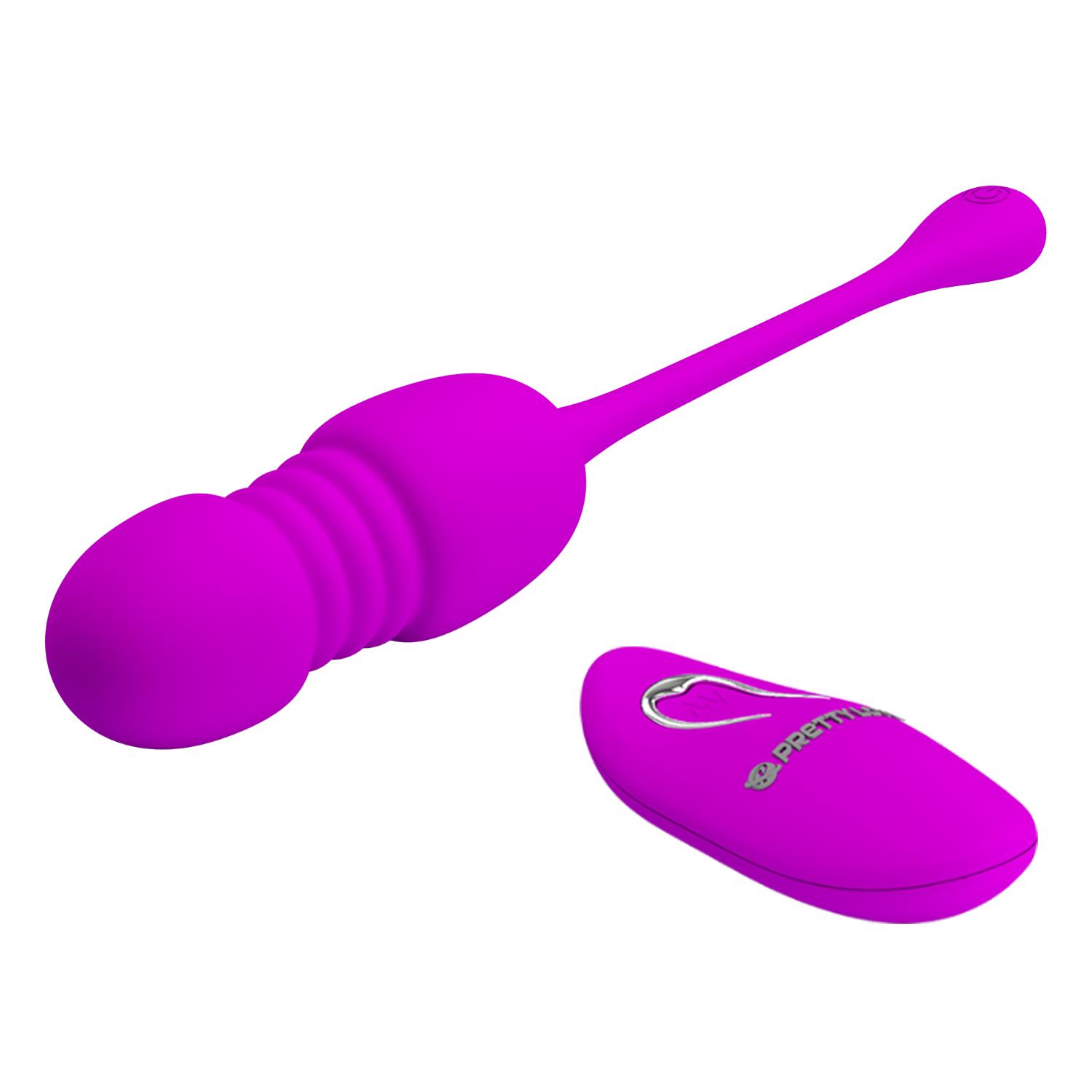 PRETTY LOVE - Callieri, Rechargeable thrusting bullet, 12 functions of vibration, with ON/OFF button on the tail, available by remote control, or independent control without remore, Silicone material 31*200