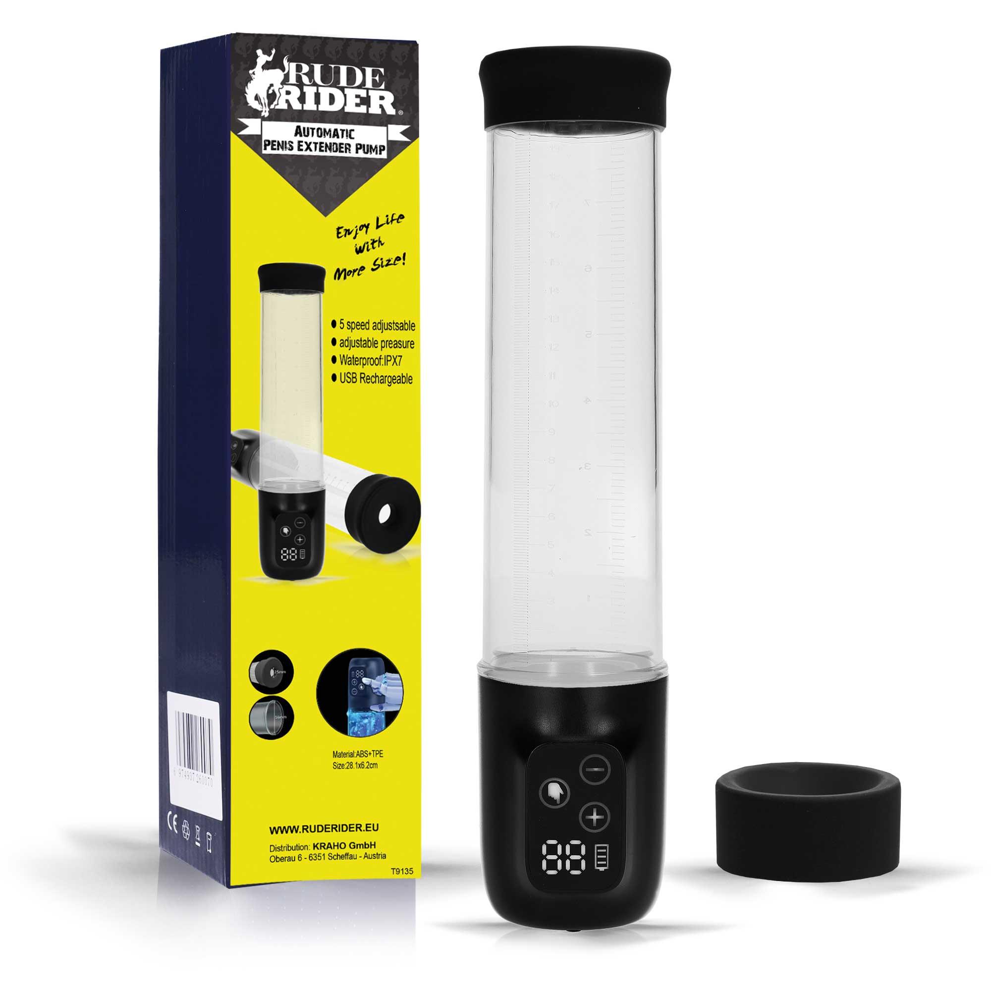 Rude Rider Automatic Penis Extender Pump Smoke USB Rechargeable Rude Rider Automatic Penis Extender Pump Smoke USB Rechargeable