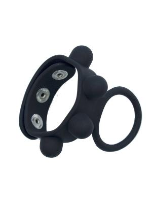 RudeRider Silicone Cockring & Ball Strap, Black, ¯ 60 mm