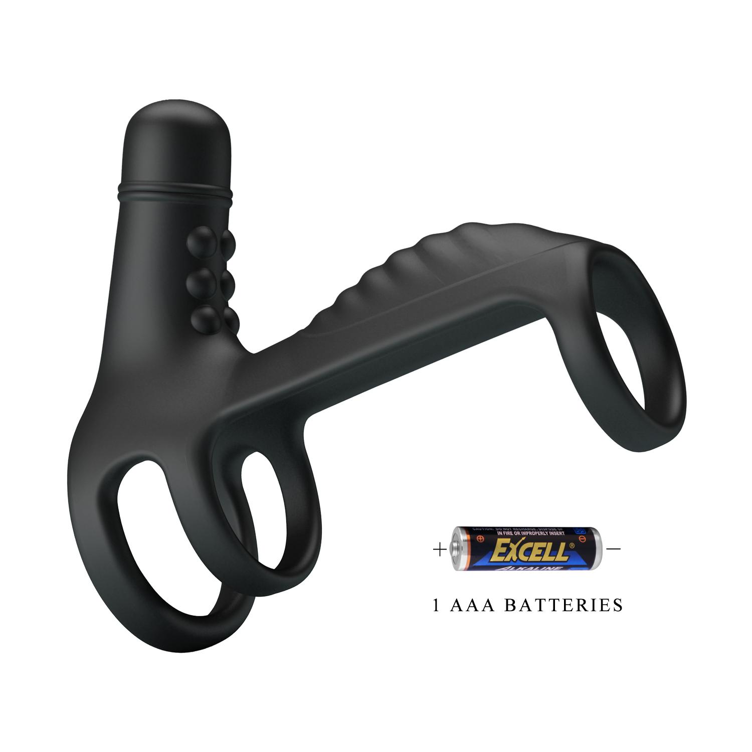 PRETTY LOVE - Vibrating Penis Sling, Silicone, 10 functions of vibration, 1AAA battery. 48*115*109