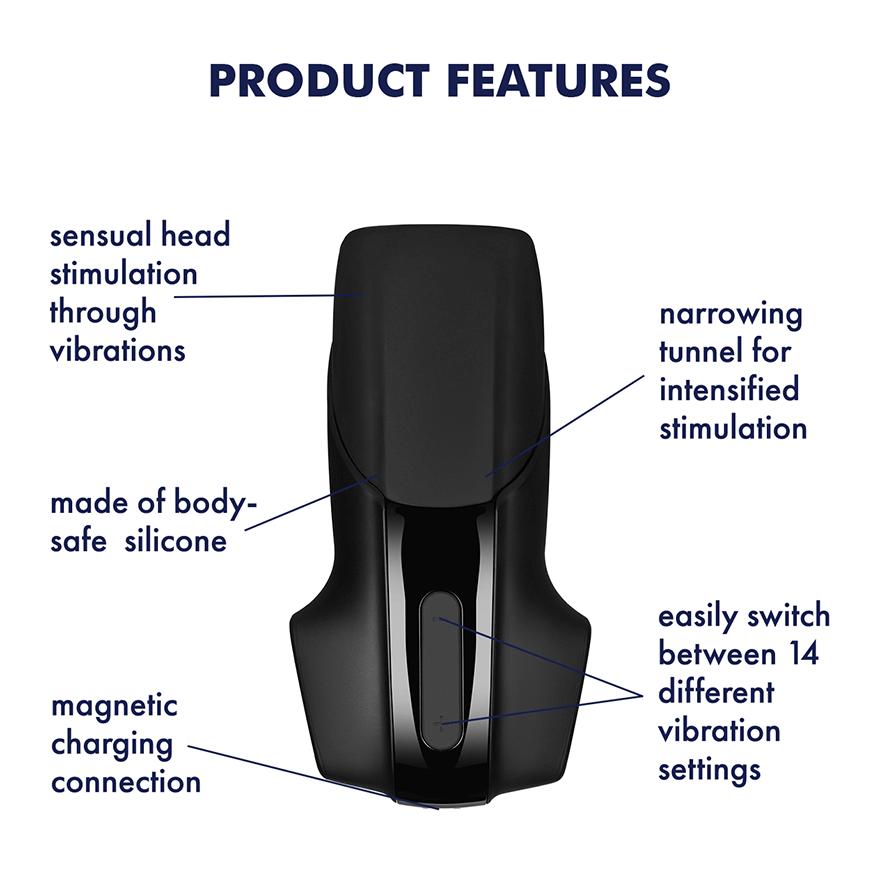 Satisfyer Men Vibration Masturbator, Black, 15 cm