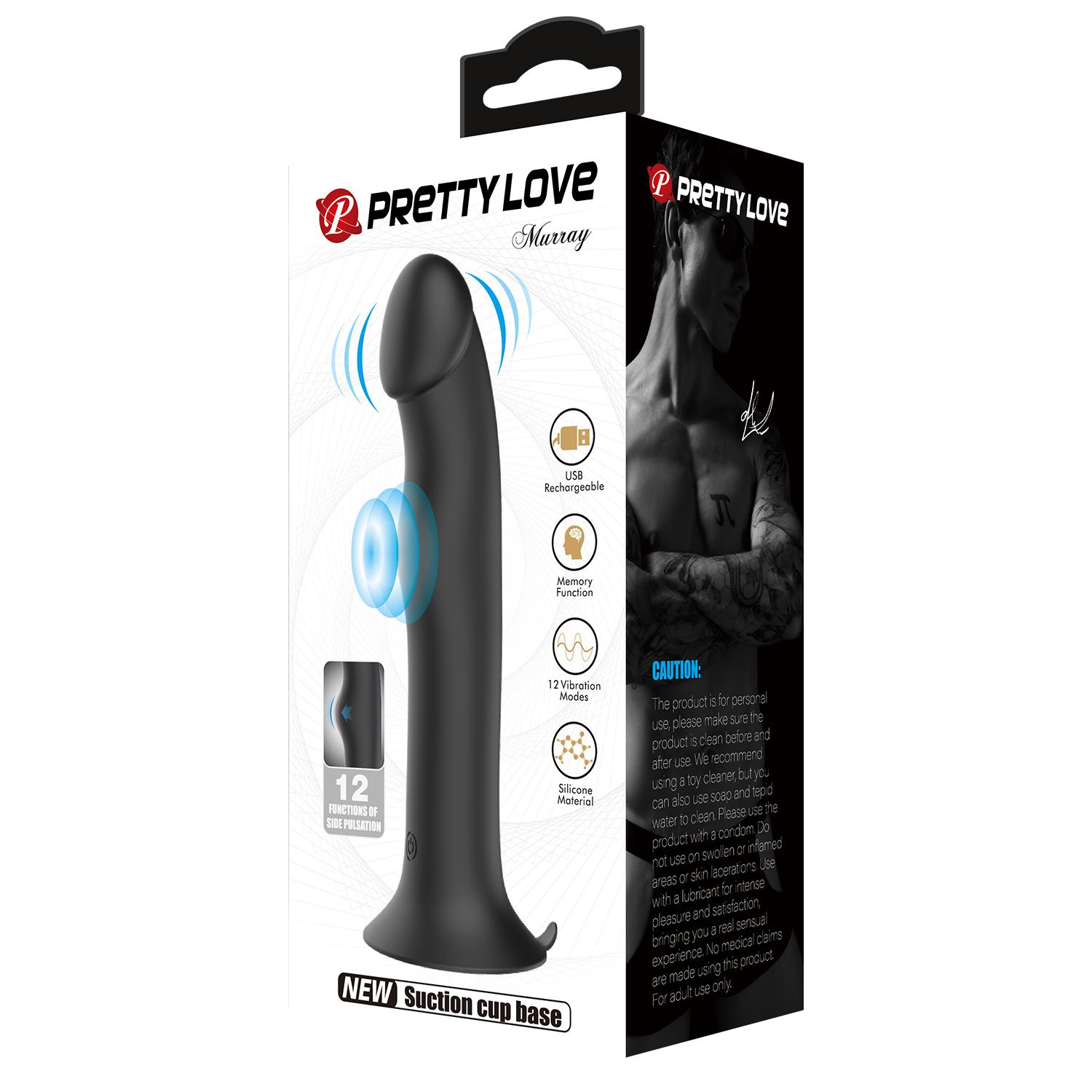 PRETTY LOVE - Murray, New suction cup base, 12 functions of vibration & side pulsation, silicone, USB rechargeable, memory. 67*190