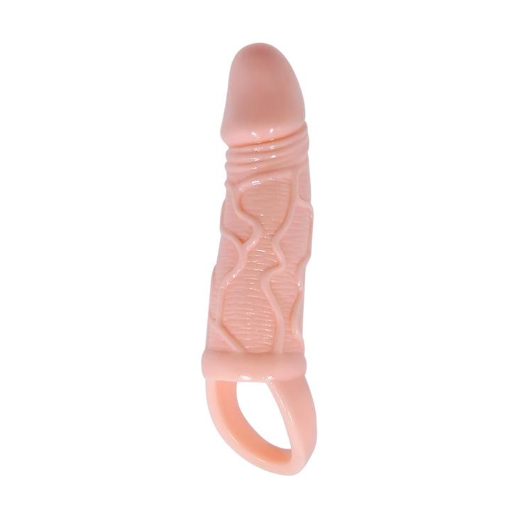 BAILE - Carson, Penis extended Sleeve, On-contact vibration on top, super-stretchy TPR material ':37mm   L:165mm, Light Skin