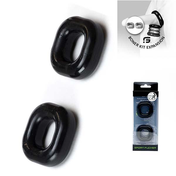 Sport Fucker Boner Expansion 2-Pack Cockring, Black Sport Fucker Boner Expansion 2-Pack Cockring, Black