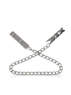 RudeRider Nipple Clamps w. Chain, Zinc Alloy