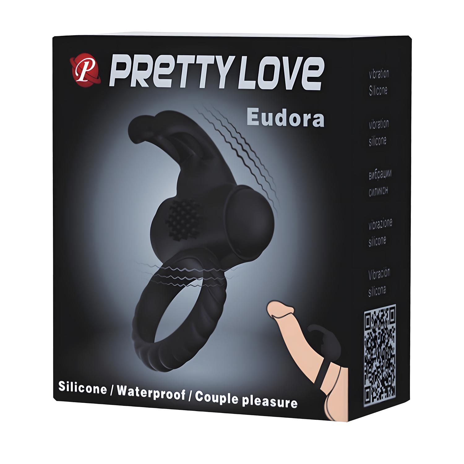 PRETTY LOVE - Eudora, Cock ring with vibration, silicone, 3 LR41 batteries, waterproof ':24mm   L:54mm