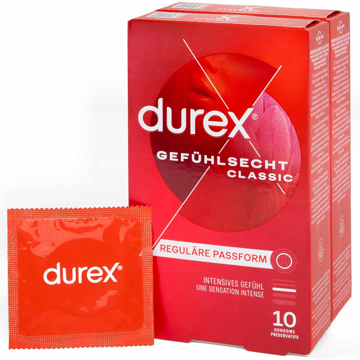 Durex Gefühlsecht Classic Condoms 10pcs, with Reservoir, Ø 56mm, 195mm Durex Gefühlsecht Classic Condoms 10pcs, with Reservoir, Ø 56mm, 195mm