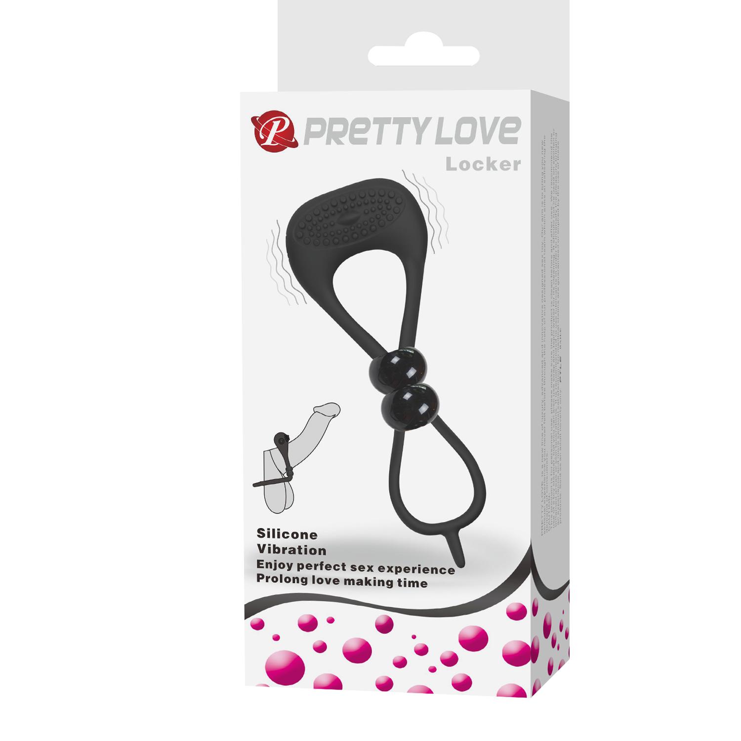 PRETTY LOVE - Locker, Cock ring, silicone, Lockable design, powerful vibration W:50mm  L'136mm