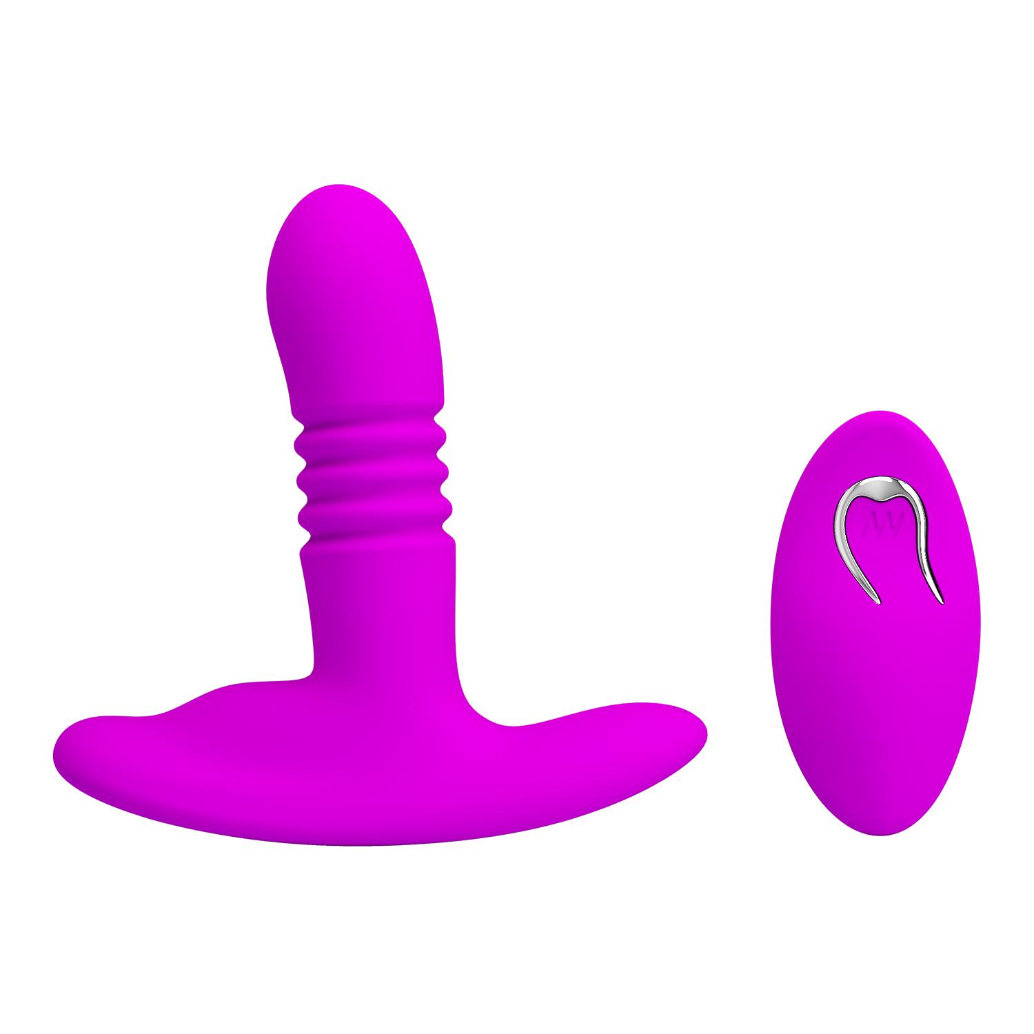 PRETTY LOVE - Heather, 12 functions of vibration
3 functions of up & down
waterproof, memory
USB rechargeable/1 AAA battery
silicone/ABS
remote control L:115mm W:112mm H:28mm