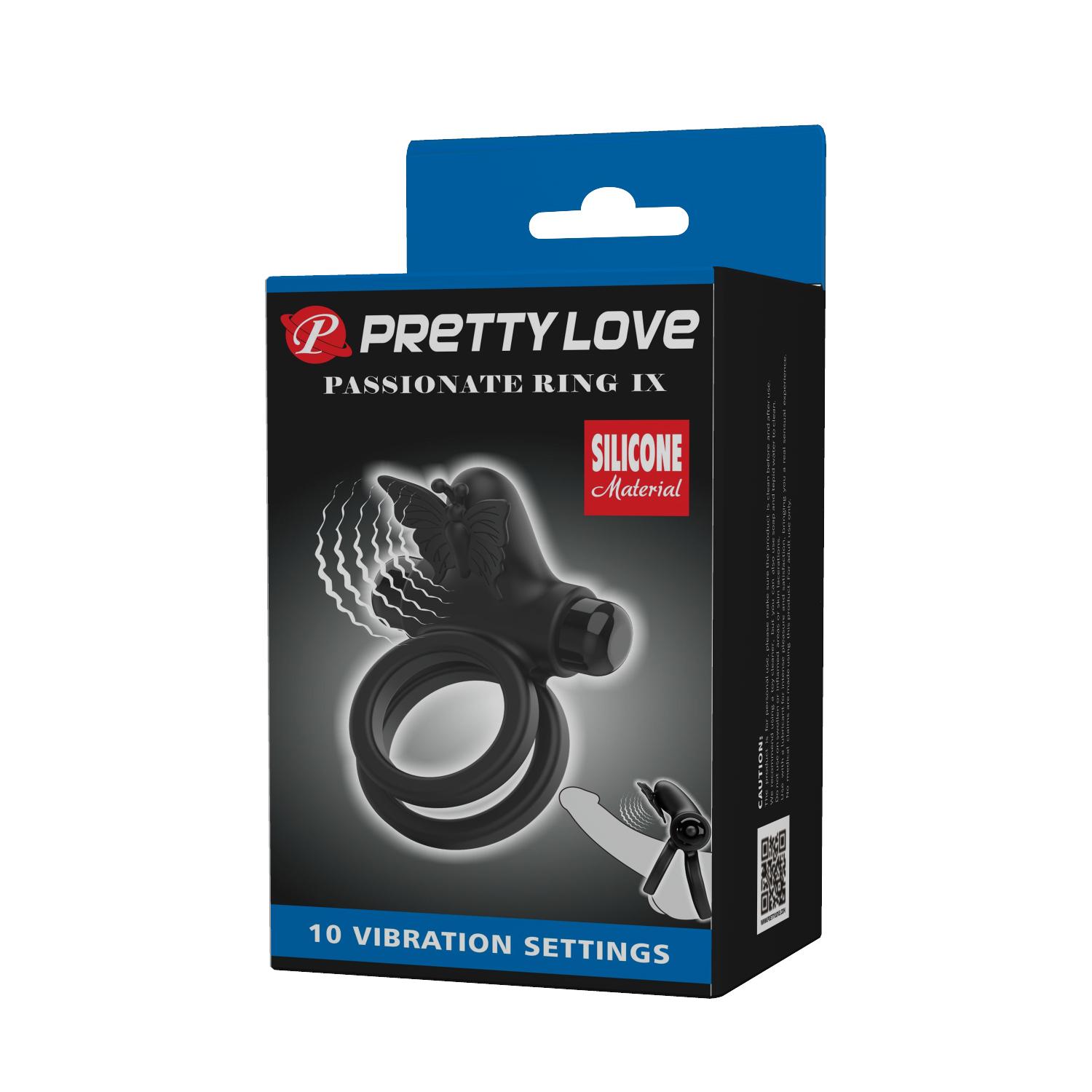 PRETTY LOVE - Passionate Ring Ix, Silicone, 10 functinos of vibration, 1AAA battery. 38-86 PRETTY LOVE - Passionate Ring Ix, Silicone, 10 functinos of vibration, 1AAA battery. 38-86