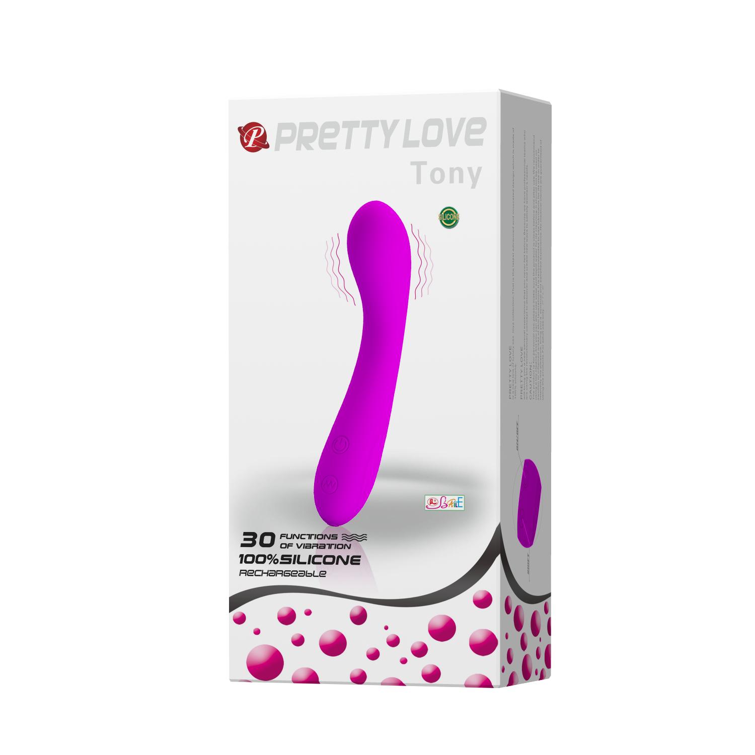 PRETTY LOVE - Tony, 30 functions of vibration, silicone , waterproof, USB rechargable ':31mm L:160mm PRETTY LOVE - Tony, 30 functions of vibration, silicone , waterproof, USB rechargable ':31mm L:160mm