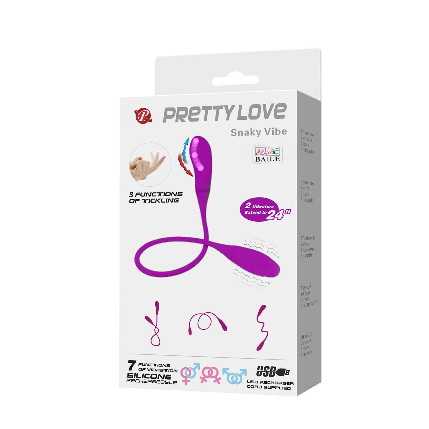 PRETTY LOVE - Snaky Vibe, 7 functions of vibration, 3 functions of tickling, USB rechargeable, silicone ':31mm L:600mm PRETTY LOVE - Snaky Vibe, 7 functions of vibration, 3 functions of tickling, USB rechargeable, silicone ':31mm L:600mm