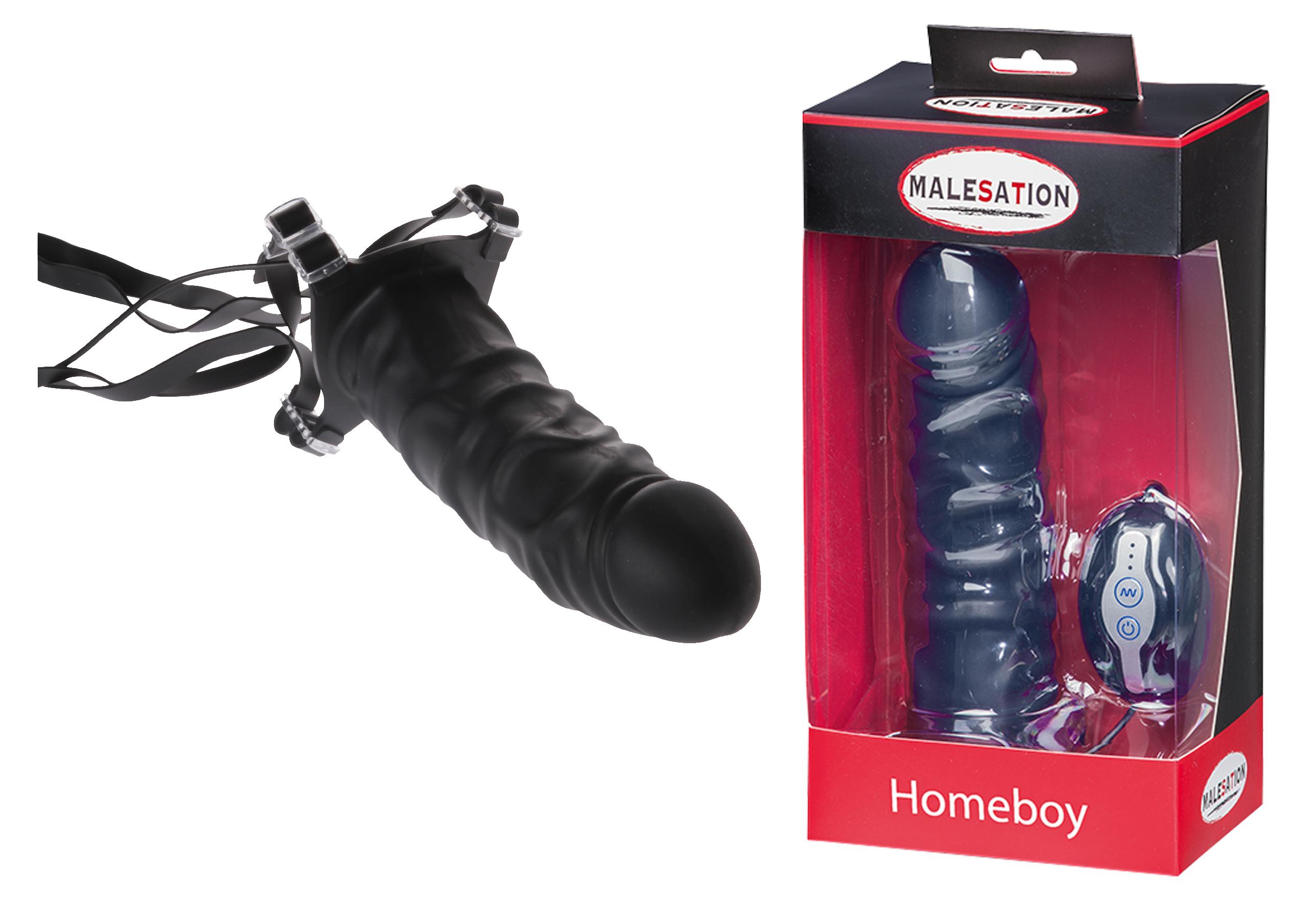 MALESATION Homeboy Strap-on Vibrator, Black, 18 cm