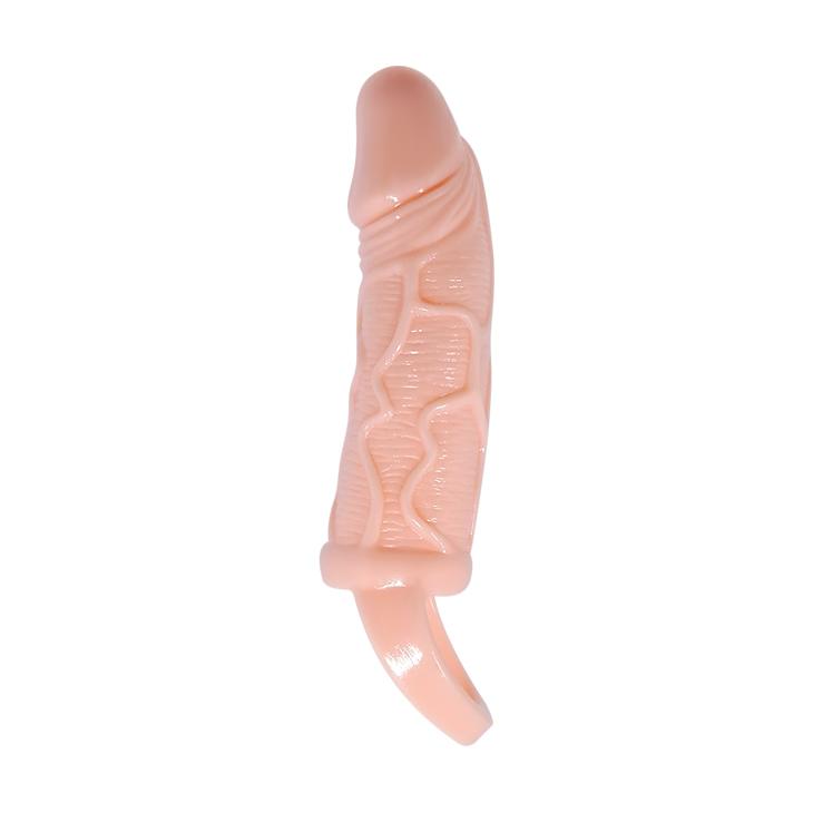 BAILE - Carson, Penis extended Sleeve, On-contact vibration on top, super-stretchy TPR material ':37mm   L:165mm, Light Skin