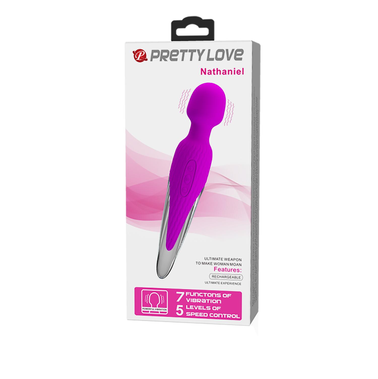 PRETTY LOVE - Nathanial, Super powerful body wand massager, 7 functions of vibration, 5 levels of speed adjustment, silicone, rechargeable ':260mm L:48mm PRETTY LOVE - Nathanial, Super powerful body wand massager, 7 functions of vibration, 5 levels of speed adjustment, silicone, rechargeable ':260mm L:48mm