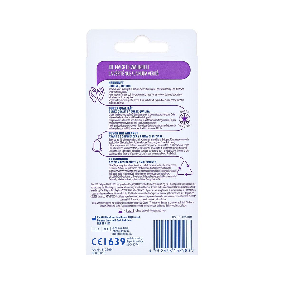 Durex Extra Feucht Condoms 8 pcs, with reservoir, extra moist, Ø 56mm, 190mm Durex Extra Feucht Condoms 8 pcs, with reservoir, extra moist, Ø 56mm, 190mm