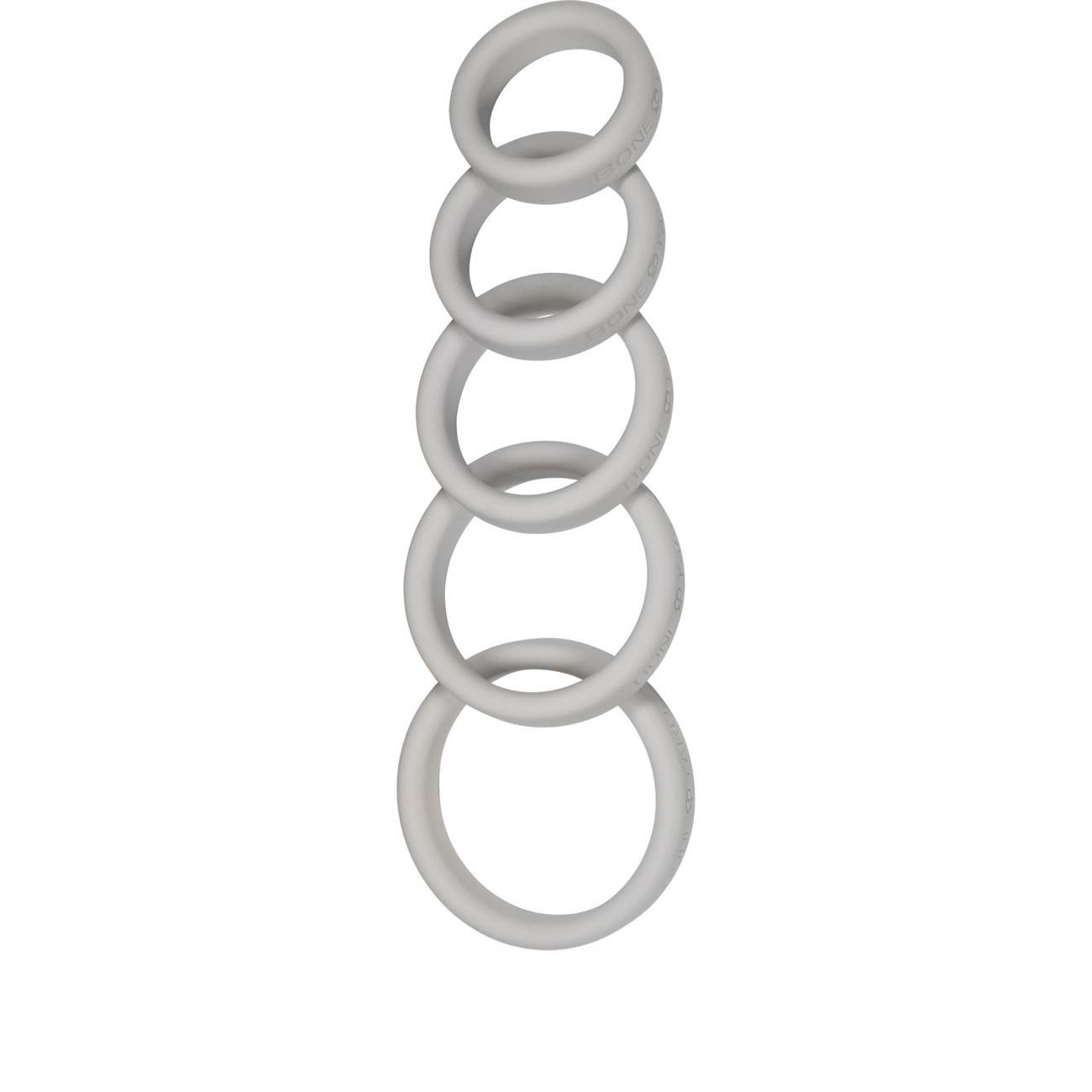 Boneyard Silicone Cockrings, 5-Pcs-Kit, Grey, ¯ 50 mm