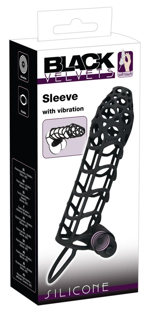 Black Velvets Sleeve with Vibration, 14 cm, Black