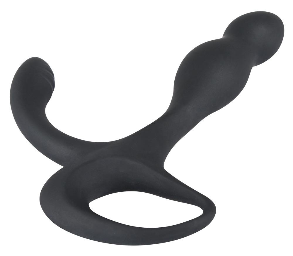 Rebel Silicone Butt Plug with Perineum Stimulator, Black, 15,5 cm