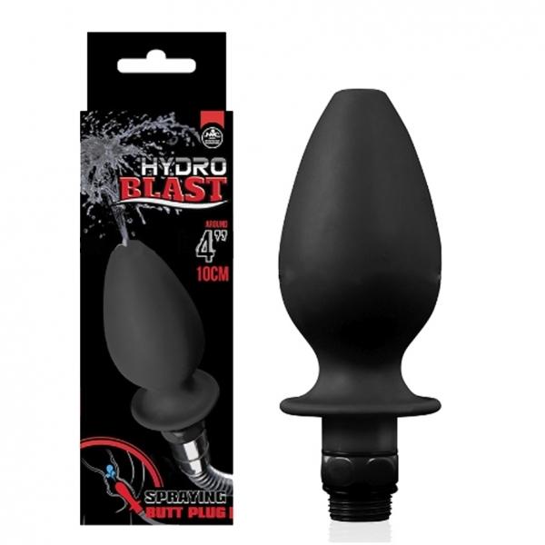 Hydro Blast Spraying Butt Plug, Douche Nozzle, Black, 10 cm