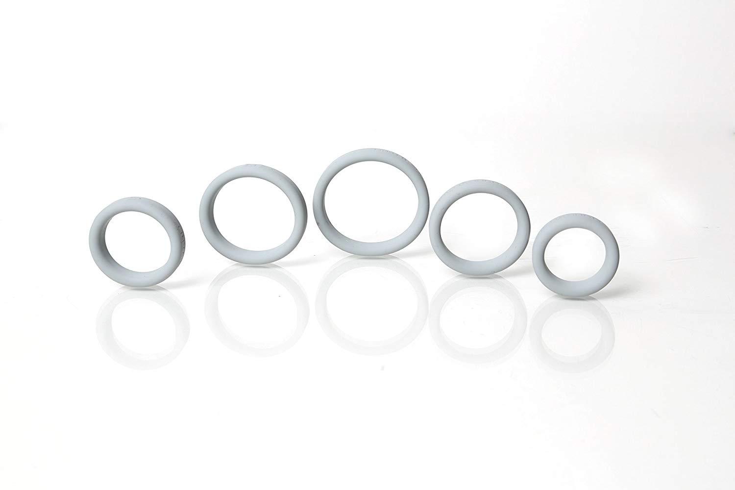 Boneyard Silicone Cockrings, 5-Pcs-Kit, Grey, ¯ 50 mm