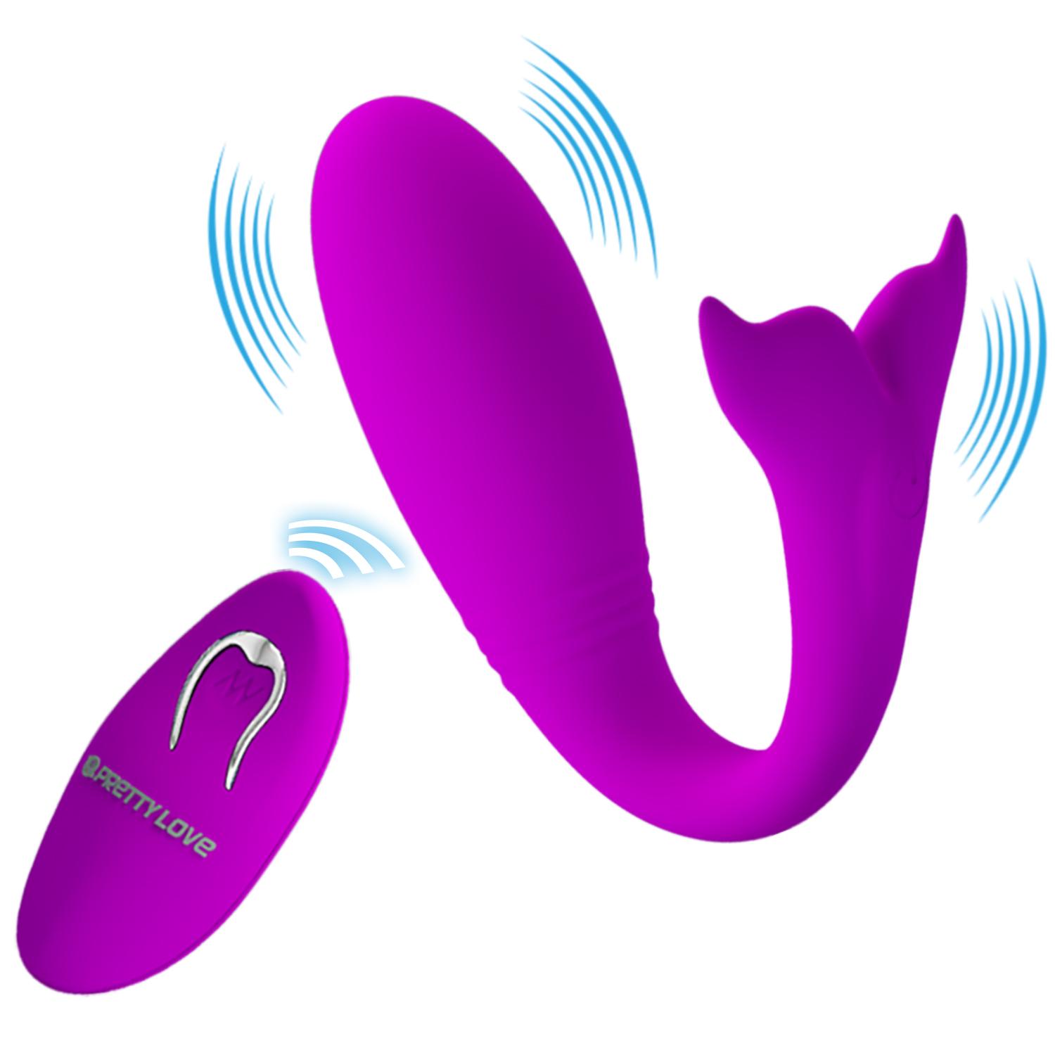 PRETTY LOVE - Jordyn, Remote control dophine bullet, 12 functions of vibration, with ON/OFF button on the tail, available by remote control, or independent control without remore, Silicone material 32*100