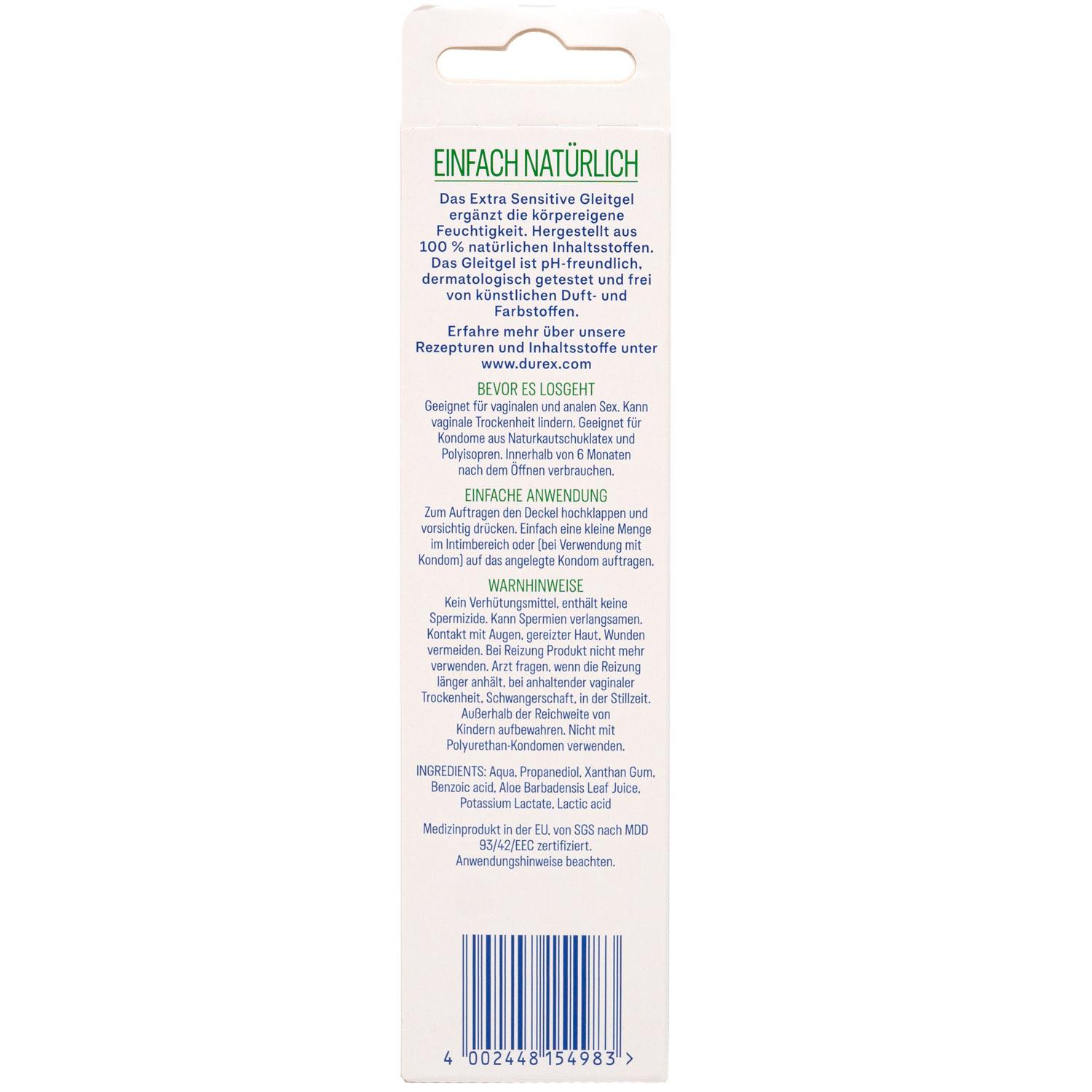 Durex Naturals Lubricant, Extra Sensitive, 100 ml (3,4 fl.oz.) Durex Naturals Lubricant, Extra Sensitive, 100 ml (3,4 fl.oz.)