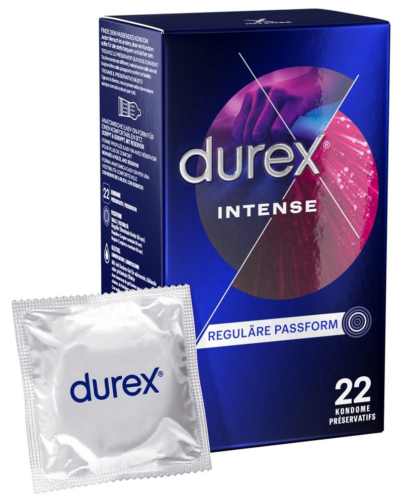 Durex Intense Condoms 22pcs, Nubbed and Ripped, with Reservoir, Ø 56mm, 205mm