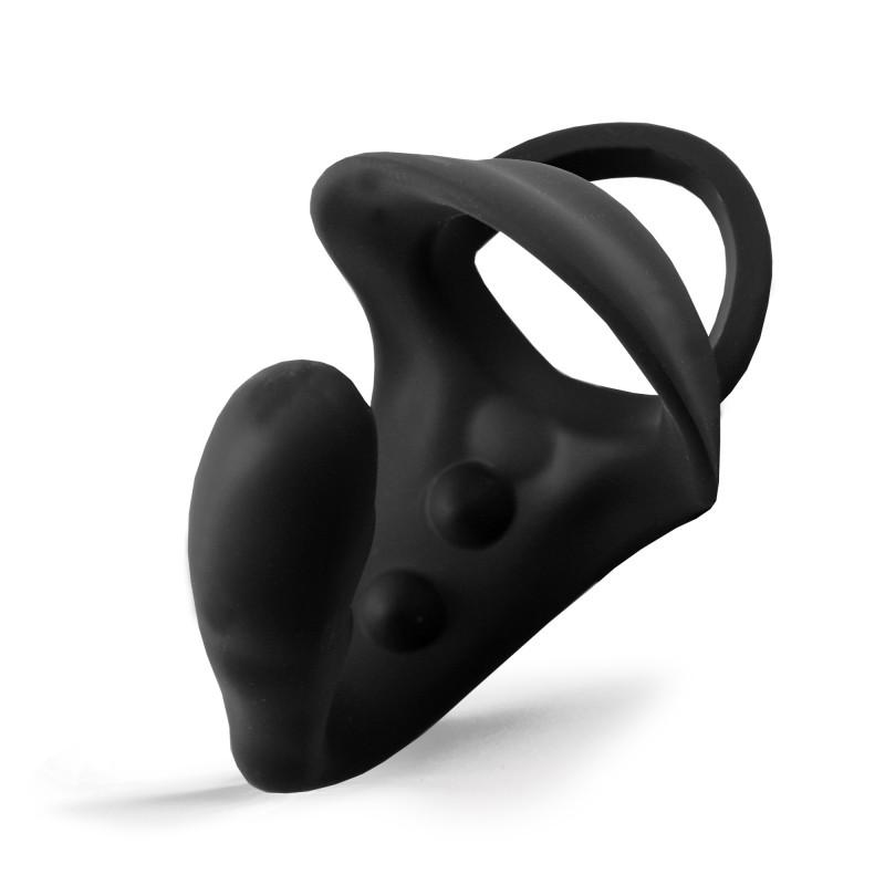 Rude Rider Ass Plug/Jock Lock Cockring Silicone Black