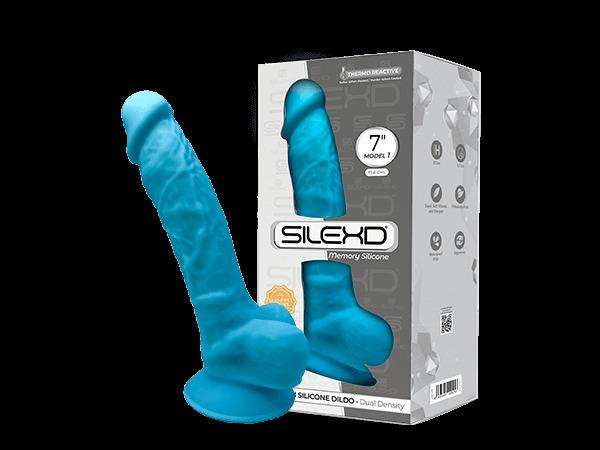 SILEXD Premium Silicone Dildo Model 1, 17,6 cm, Blue