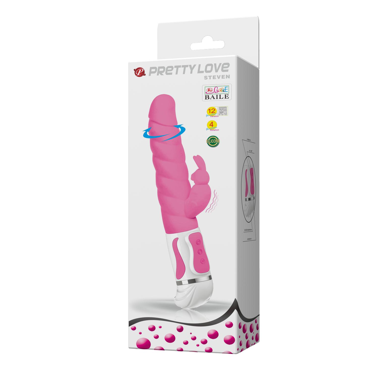 PRETTY LOVE - Steven, 12 functions of vibration, 4 functions rotation, 4AAA bateries, Silicone  ':40mm   L:270mm