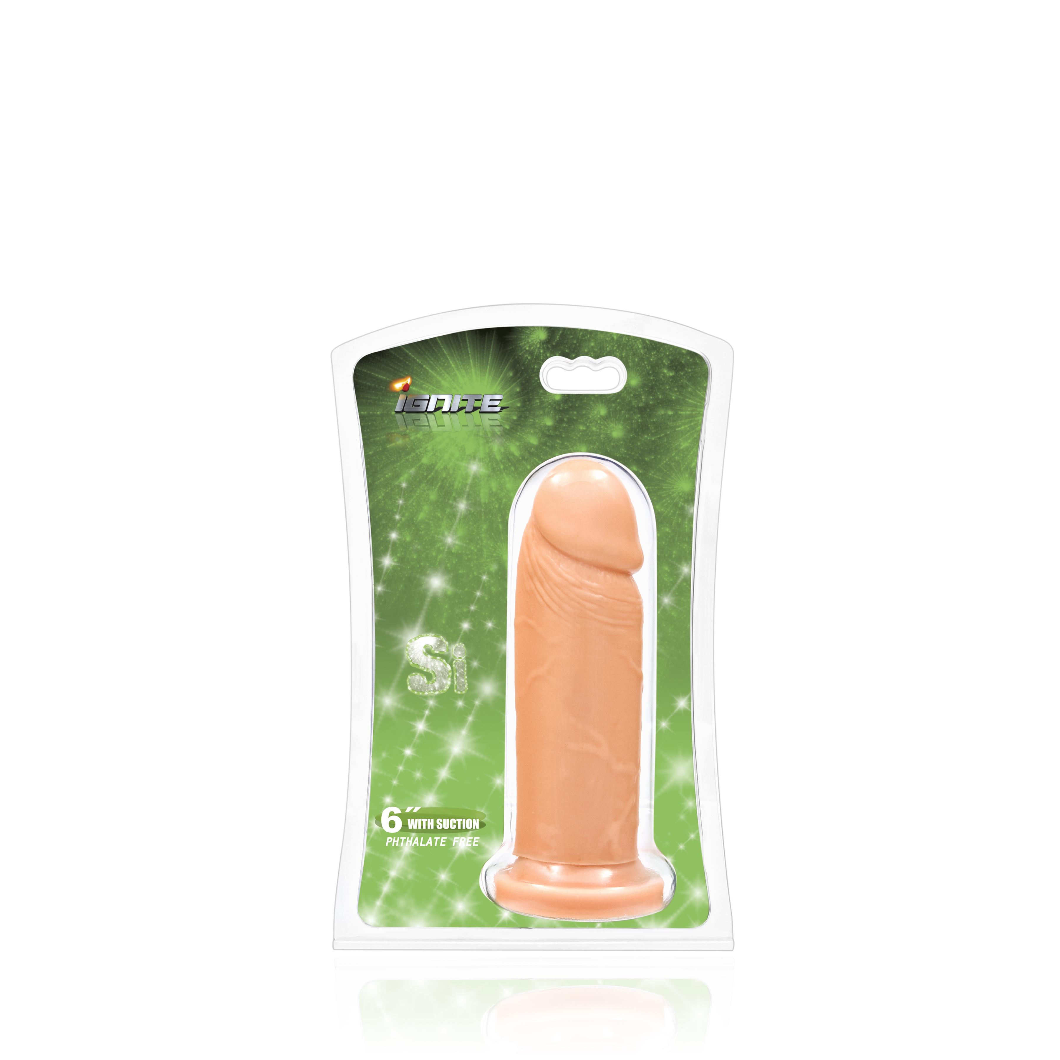 SI IGNITE Cock Dong with Suction, Vinyl, Flesh, 15 cm (6 in), ¯ 4,4 cm (1,7 in)