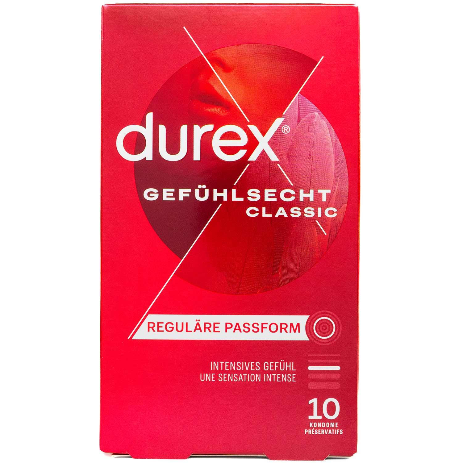 Durex Gefühlsecht Classic Condoms 10pcs, with Reservoir, Ø 56mm, 195mm Durex Gefühlsecht Classic Condoms 10pcs, with Reservoir, Ø 56mm, 195mm