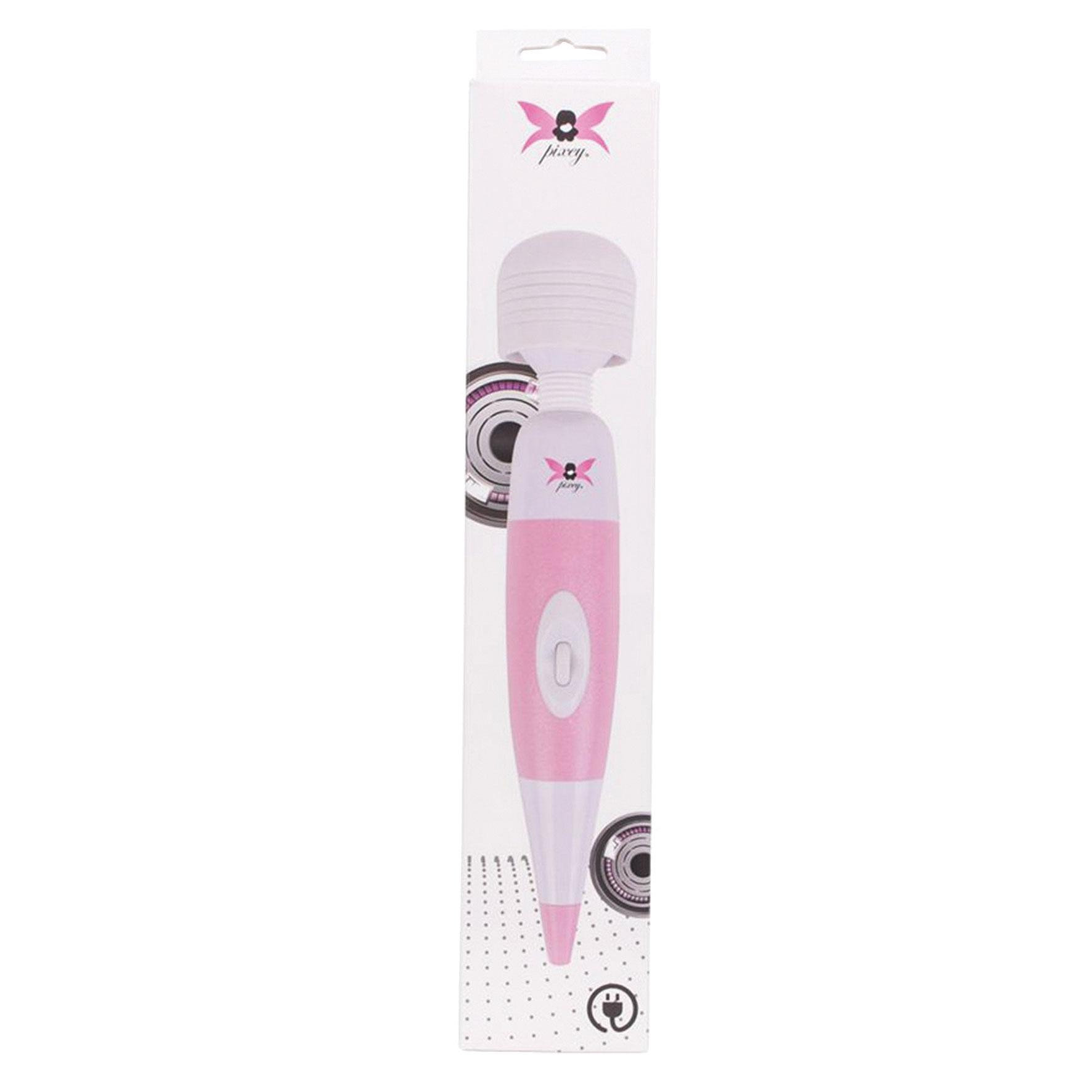 Pixey Pink Wand Massager, White/Pink, 33 cm