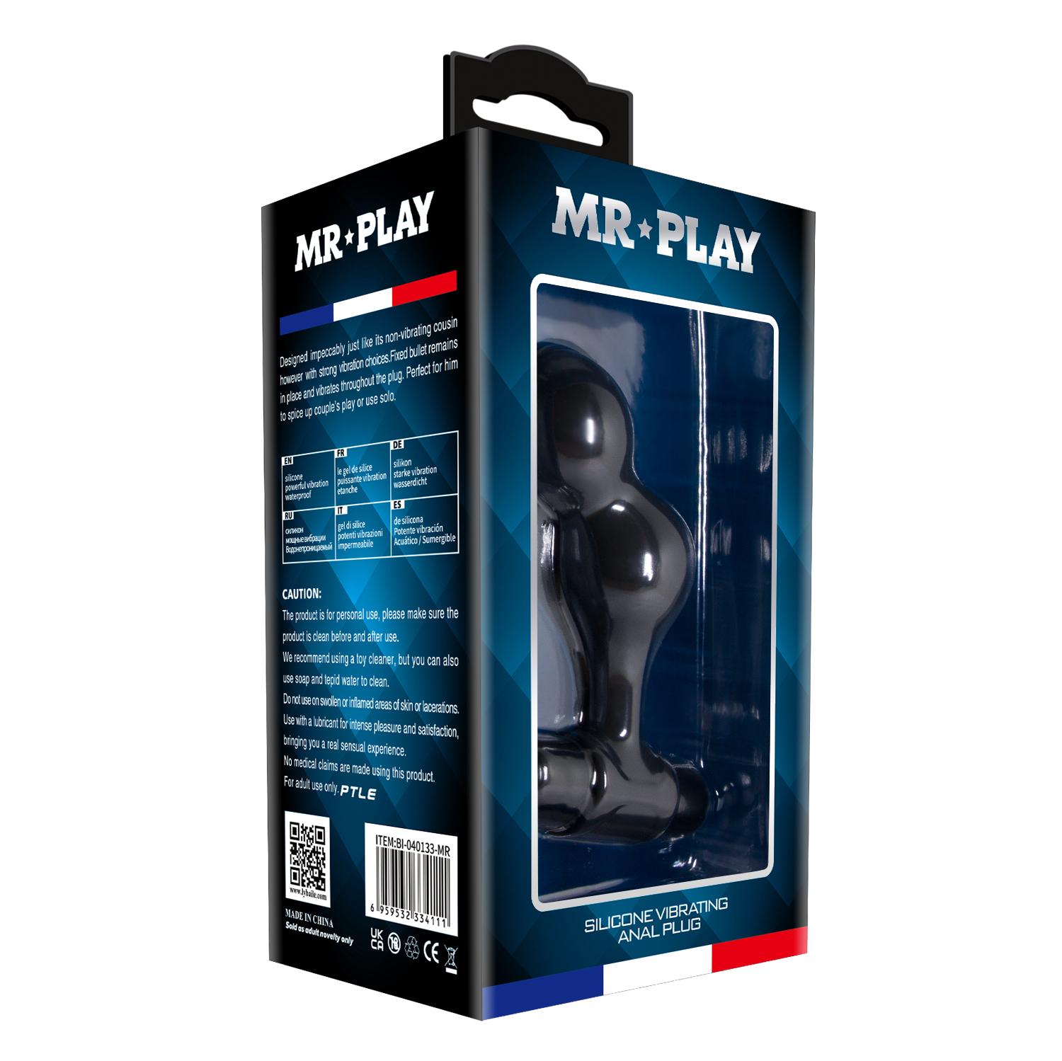 MR PLAY - Silicone Vibrating Anal Plug, Silicone Anal Plug, 10 functions of vibration, 1AAA battery. 30-100 MR PLAY - Silicone Vibrating Anal Plug, Silicone Anal Plug, 10 functions of vibration, 1AAA battery. 30-100